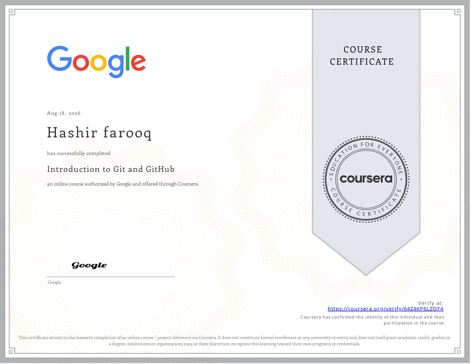 Introduction to Git and GitHub Google Certificate